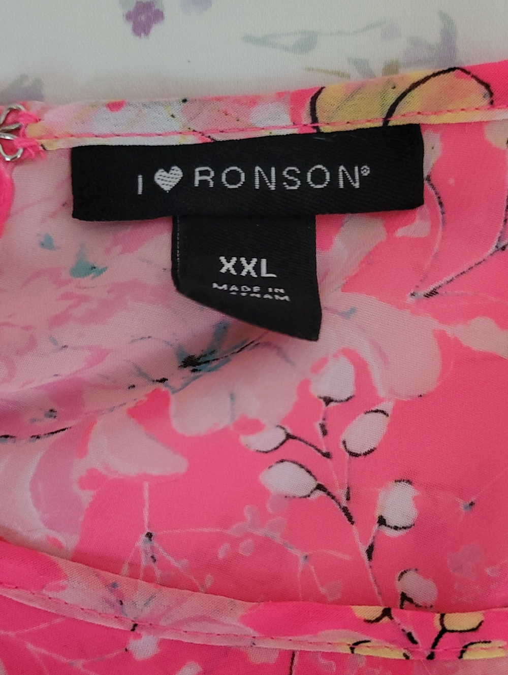 I Heart Ronson Neon Pink Floral Ruffle Blouse - Picture 2 of 6